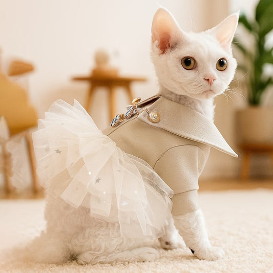 Stylish Sequined Tulle Puffy Dress for Cats