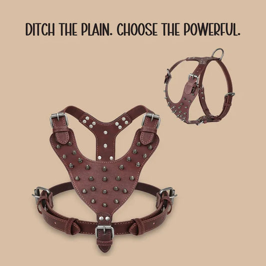 Oathkeeper Spike Harness – Soft Premium Leather | Silver Rivet Design | Adjustable & Secure Fit