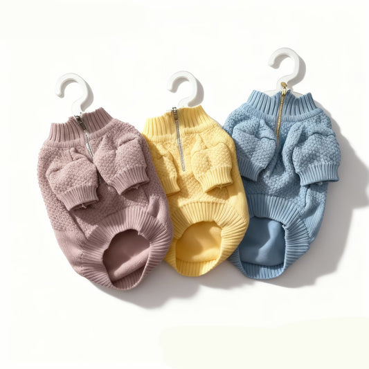 Light Luxury Knit Pet Sweater with Metal Zipper