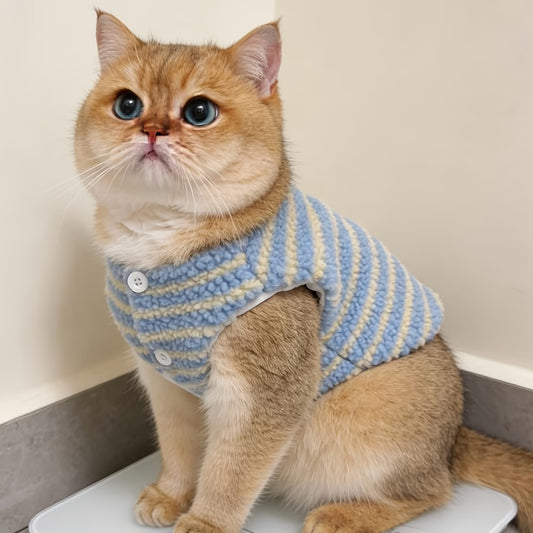 Cute Blue Striped Vest for Cats